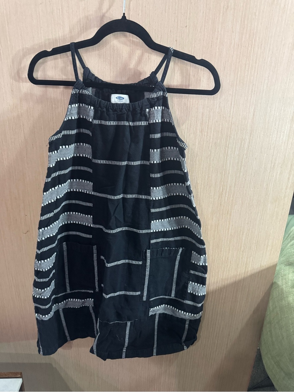 Womenโs Old Navy Linen Blend Black & White Striped Mini Dress Size Small